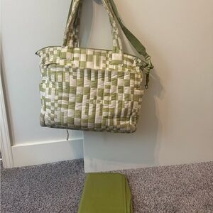 Beis PlayDate Green Checkered Diaper Bag